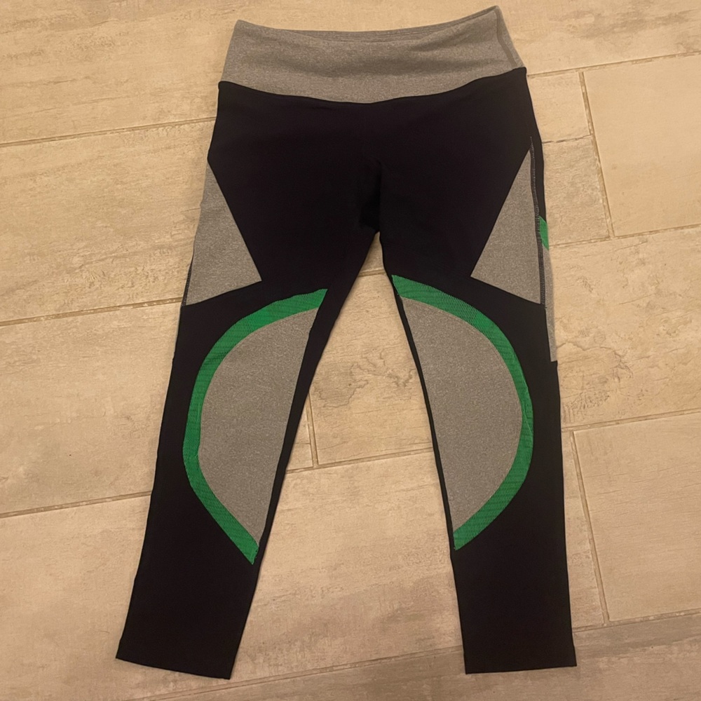 Splits59 Womans Mid-rise Colored Block Cropped Leggings Size Small Mesh Detail